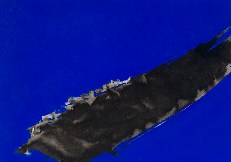 Météore sur ciel bleu cobalt, 2010, acrylique sur bois, 29 x 41,5 cm