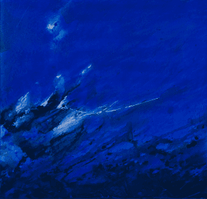 Bleuités, 2015, acrylique sur bois, 46,5 x 48,5 cm