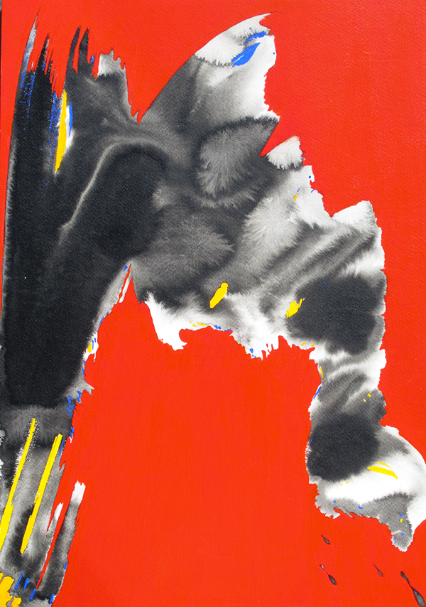 Guerre, horreur et désespoir n°6, 2023, Encre, acrylique sur bois, 42 x 30 cm
