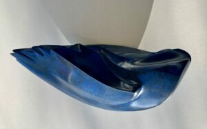 Petite aile bleue, 2024, Bronze patine bleue, 24x10x10 cm