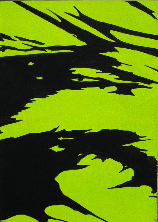 Sables du temps 3 (vert), 2009, Encre et acrylique sur bois, 10 x 14 cm