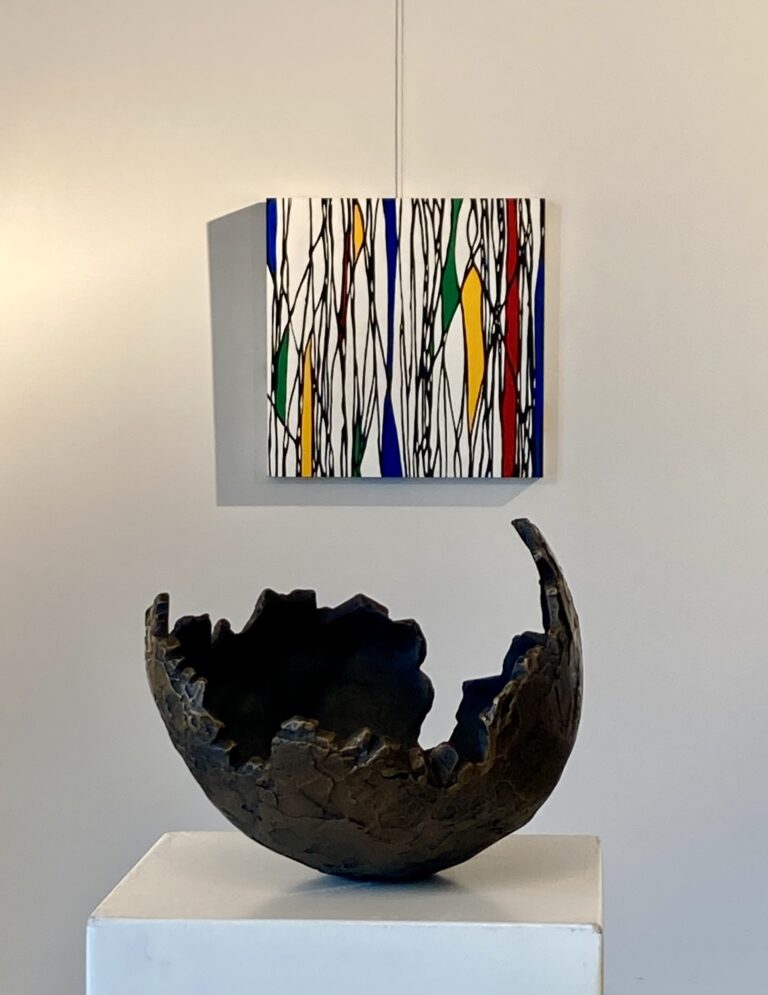 COUPE II (vue d'exposition), 2022, Bronze patine barège, 27 x 27 x 23 cm